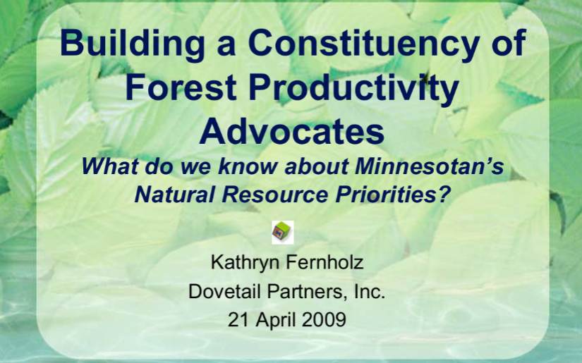 Building a Constituency of Forest Productivity Advocates